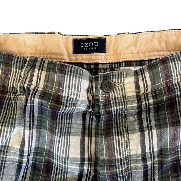 IZOD Plaid Cotton Shorts – Men’s Size 36 Casual Preppy Summer Checkered Shorts - Picture 2 of 10